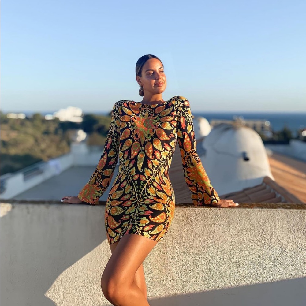 Zara Colorful Floral Print Open Back Mini Dress - Picture 3 of 11